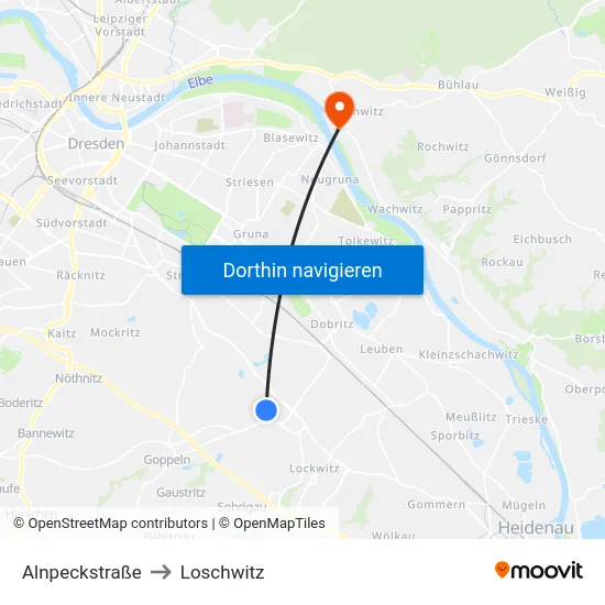 Alnpeckstraße to Loschwitz map