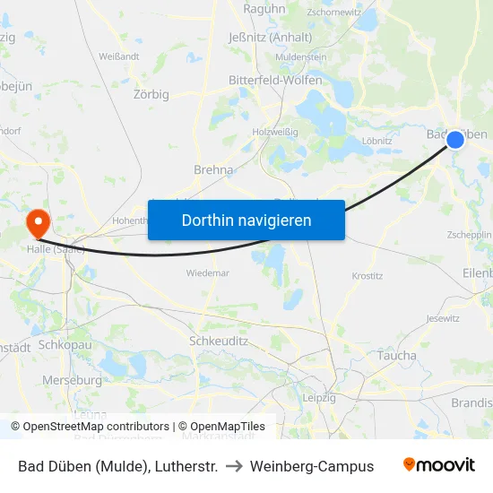 Bad Düben (Mulde), Lutherstr. to Weinberg-Campus map