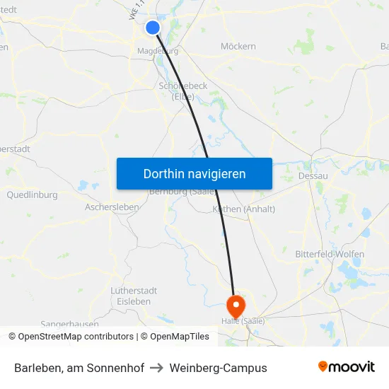 Barleben, am Sonnenhof to Weinberg-Campus map