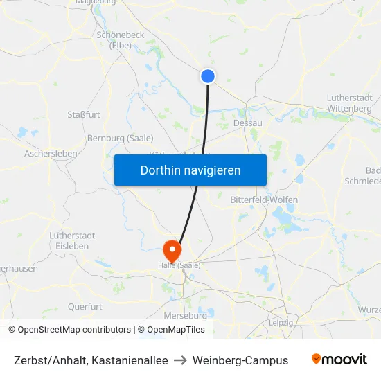 Zerbst/Anhalt, Kastanienallee to Weinberg-Campus map