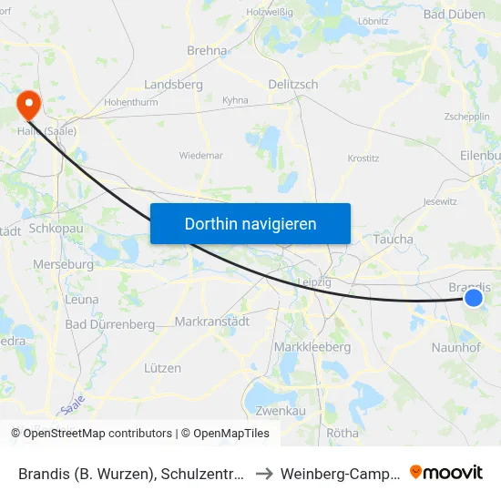 Brandis (B. Wurzen), Schulzentrum to Weinberg-Campus map