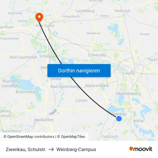 Zwenkau, Schulstr. to Weinberg-Campus map