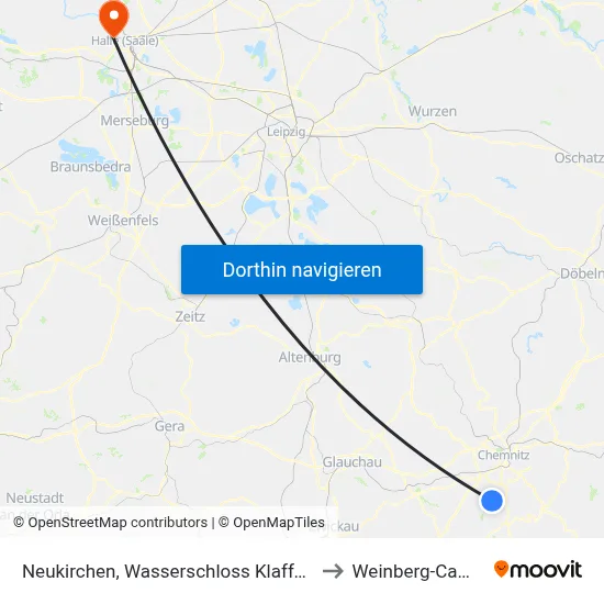 Neukirchen, Wasserschloss Klaffenbach to Weinberg-Campus map