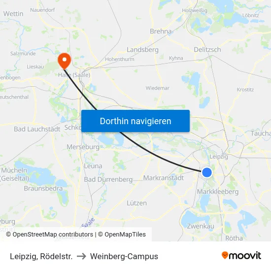 Leipzig, Rödelstr. to Weinberg-Campus map