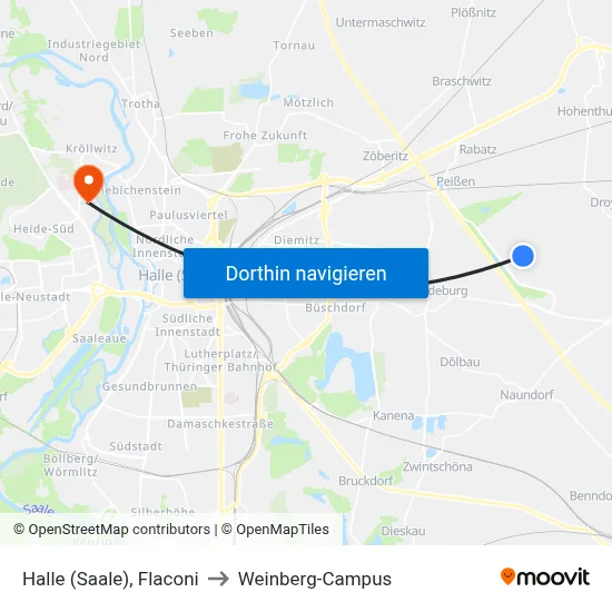 Halle (Saale), Flaconi to Weinberg-Campus map