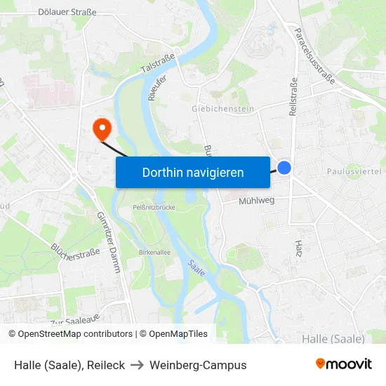 Halle (Saale), Reileck to Weinberg-Campus map