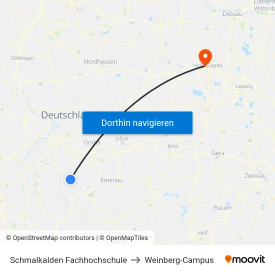Schmalkalden Fachhochschule to Weinberg-Campus map