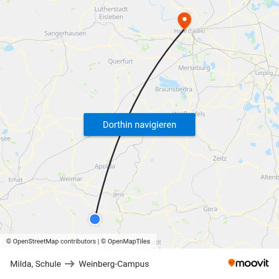 Milda, Schule to Weinberg-Campus map