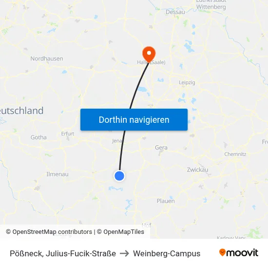 Pößneck, Julius-Fucik-Straße to Weinberg-Campus map