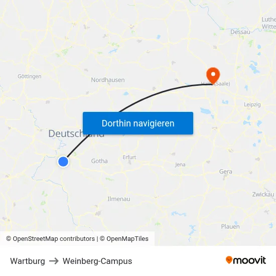 Wartburg to Weinberg-Campus map