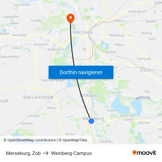 Merseburg, Zob to Weinberg-Campus map