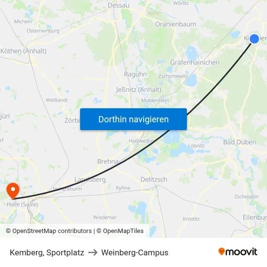 Kemberg, Sportplatz to Weinberg-Campus map