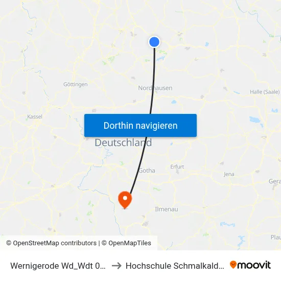 Wernigerode Wd_Wdt 004 to Hochschule Schmalkalden map