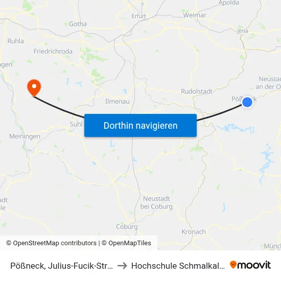 Pößneck, Julius-Fucik-Straße to Hochschule Schmalkalden map