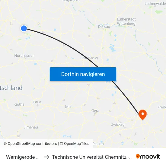 Wernigerode Wd_Wdt 004 to Technische Universität Chemnitz - Teil Erfenschlager Straße map