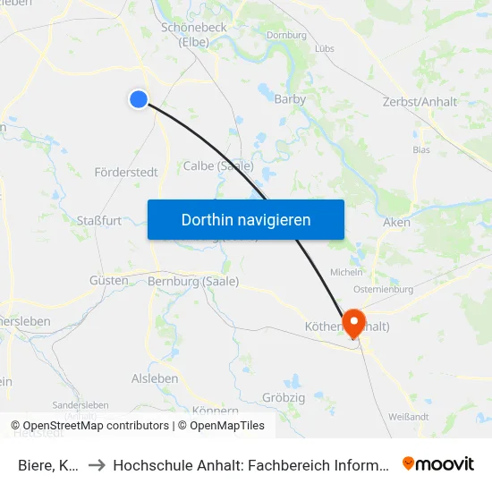 Biere, Kirche to Hochschule Anhalt: Fachbereich Informatik & Sprachen map