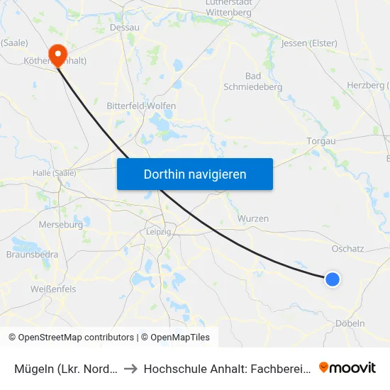 Mügeln (Lkr. Nordsachsen), Markt to Hochschule Anhalt: Fachbereich Informatik & Sprachen map
