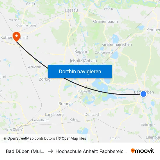 Bad Düben (Mulde), Lutherstr. to Hochschule Anhalt: Fachbereich Informatik & Sprachen map