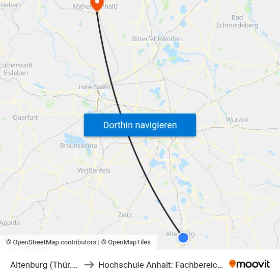 Altenburg (Thür.), Münsaer Str. to Hochschule Anhalt: Fachbereich Informatik & Sprachen map
