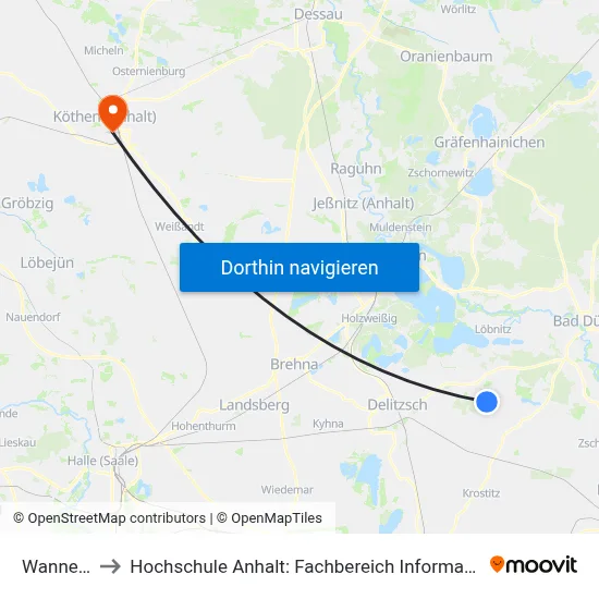 Wannewitz to Hochschule Anhalt: Fachbereich Informatik & Sprachen map