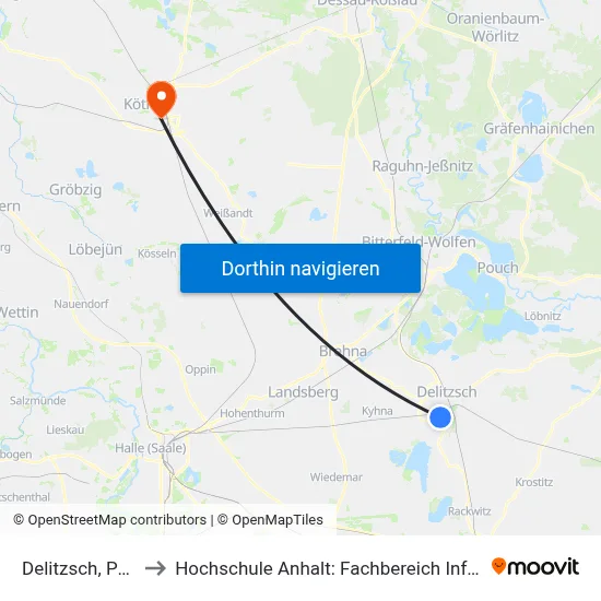 Delitzsch, Pep-Markt to Hochschule Anhalt: Fachbereich Informatik & Sprachen map