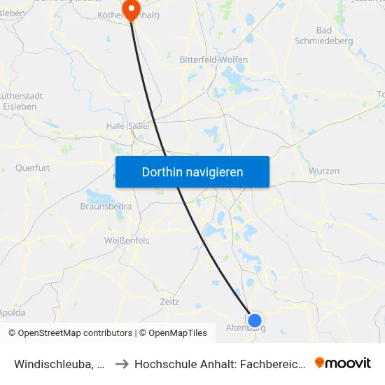Windischleuba, Alte Schmiede to Hochschule Anhalt: Fachbereich Informatik & Sprachen map