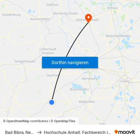 Bad Bibra, Neubaublock to Hochschule Anhalt: Fachbereich Informatik & Sprachen map