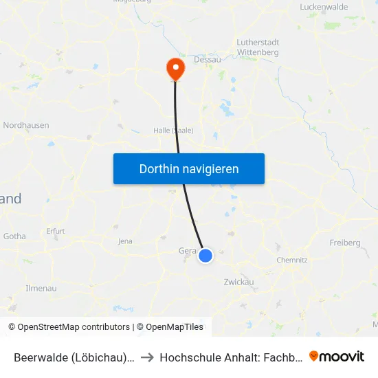 Beerwalde (Löbichau), Alte Str./Industriegebiet to Hochschule Anhalt: Fachbereich Informatik & Sprachen map