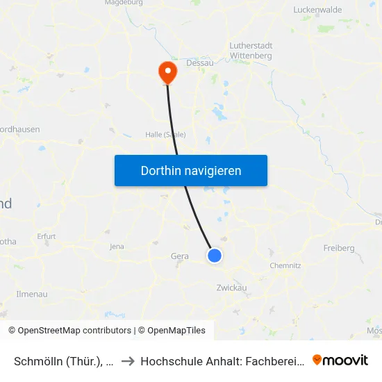 Schmölln (Thür.), Robert-Koch-Str. to Hochschule Anhalt: Fachbereich Informatik & Sprachen map