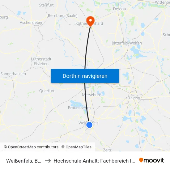 Weißenfels, Busbahnhof to Hochschule Anhalt: Fachbereich Informatik & Sprachen map