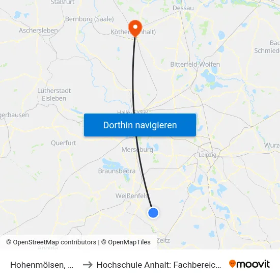 Hohenmölsen, Bahnhof (Bus) to Hochschule Anhalt: Fachbereich Informatik & Sprachen map