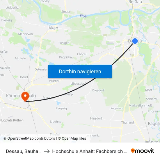 Dessau, Bauhausmuseum to Hochschule Anhalt: Fachbereich Informatik & Sprachen map
