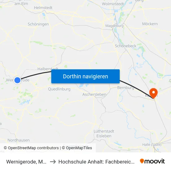 Wernigerode, Miniaturenpark to Hochschule Anhalt: Fachbereich Informatik & Sprachen map