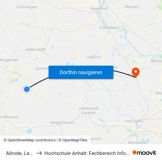 Allrode, Lange Str. to Hochschule Anhalt: Fachbereich Informatik & Sprachen map