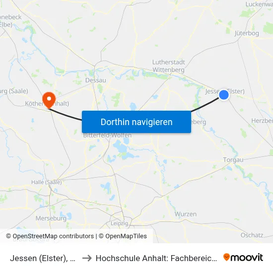 Jessen (Elster), Bahnhof (Bus) to Hochschule Anhalt: Fachbereich Informatik & Sprachen map