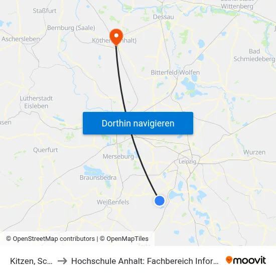 Kitzen, Schulstr. to Hochschule Anhalt: Fachbereich Informatik & Sprachen map