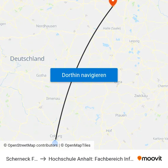 Scherneck (Ofr) Fa. Seiler to Hochschule Anhalt: Fachbereich Informatik & Sprachen map