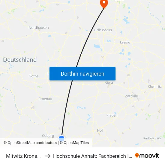 Mitwitz Kronacher Straße to Hochschule Anhalt: Fachbereich Informatik & Sprachen map