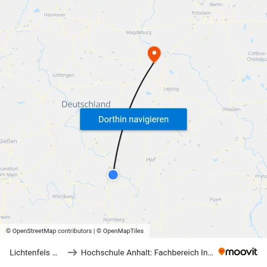 Lichtenfels Marktplatz to Hochschule Anhalt: Fachbereich Informatik & Sprachen map