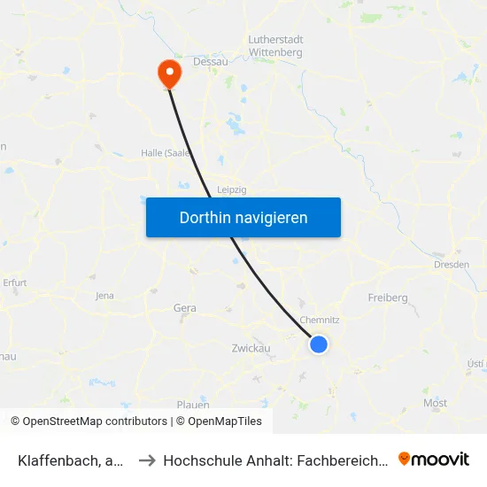 Klaffenbach, am Steinbruch to Hochschule Anhalt: Fachbereich Informatik & Sprachen map