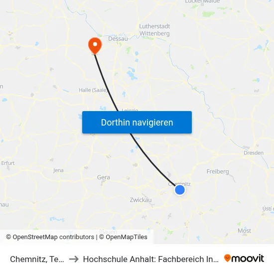 Chemnitz, Technopark to Hochschule Anhalt: Fachbereich Informatik & Sprachen map