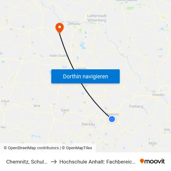 Chemnitz, Schule Altchemnitz to Hochschule Anhalt: Fachbereich Informatik & Sprachen map