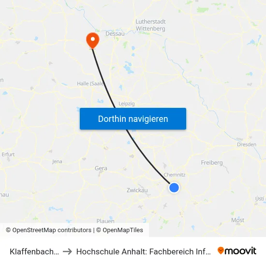 Klaffenbach, Schule to Hochschule Anhalt: Fachbereich Informatik & Sprachen map