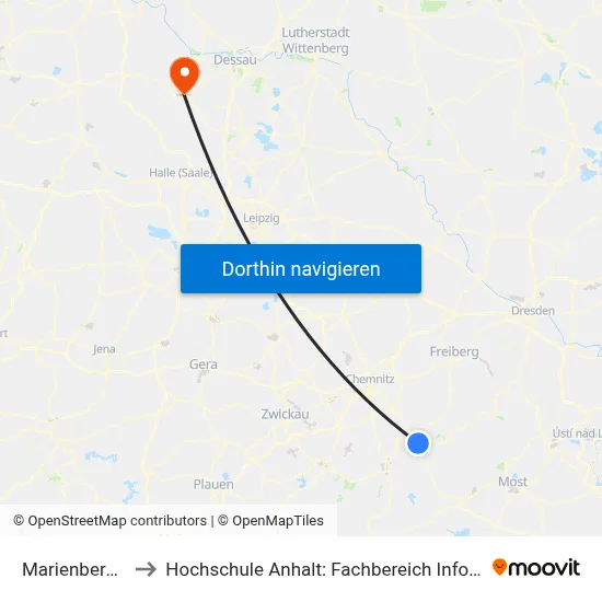 Marienberg, Markt to Hochschule Anhalt: Fachbereich Informatik & Sprachen map