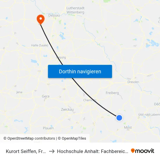 Kurort Seiffen, Freilichtmuseum to Hochschule Anhalt: Fachbereich Informatik & Sprachen map