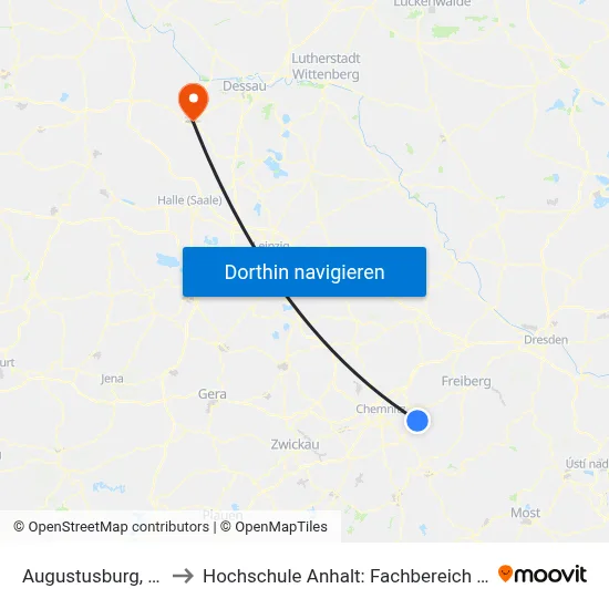Augustusburg, Feuerwache to Hochschule Anhalt: Fachbereich Informatik & Sprachen map