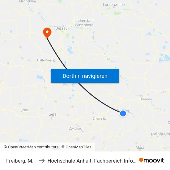 Freiberg, Marienstr to Hochschule Anhalt: Fachbereich Informatik & Sprachen map