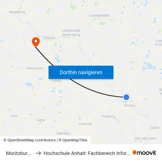 Moritzburg Markt to Hochschule Anhalt: Fachbereich Informatik & Sprachen map