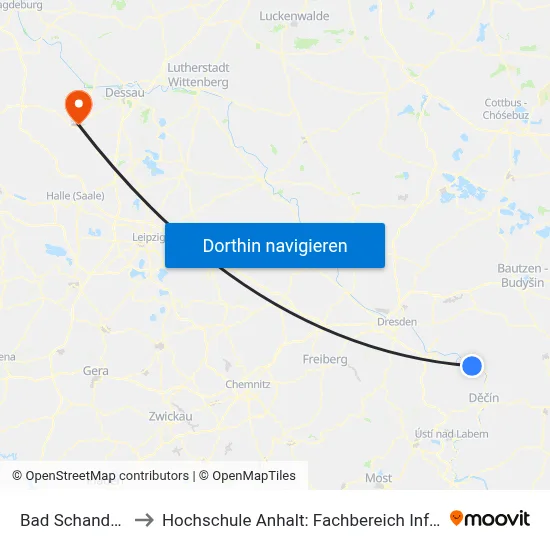 Bad Schandau Elbkai to Hochschule Anhalt: Fachbereich Informatik & Sprachen map