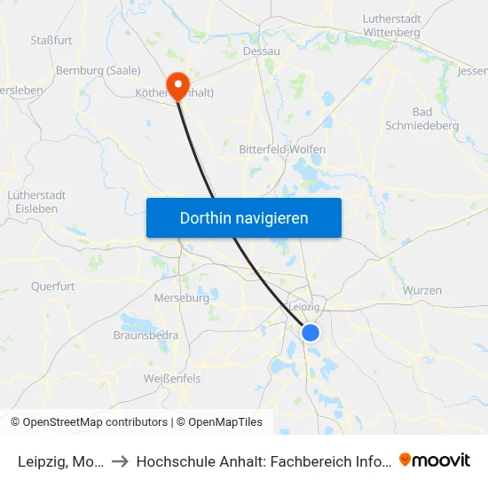 Leipzig, Moritz Hof to Hochschule Anhalt: Fachbereich Informatik & Sprachen map
